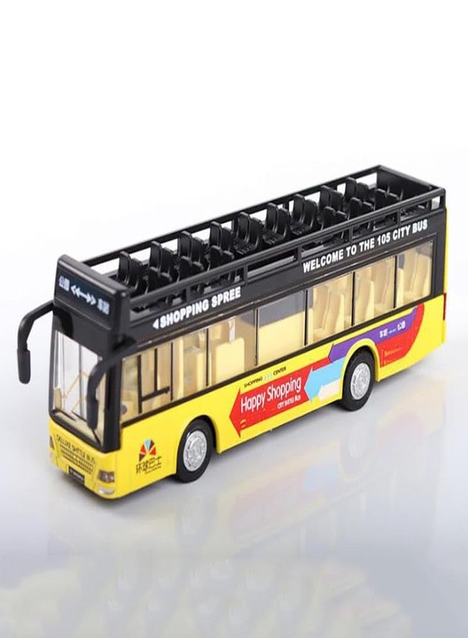 AHBHT New Diecast Toy Metal Diecast Sight View Metal Toy Bus Light Sound Pull Back Open Collection Bus for Kids Boys (Yellow) - Image 1